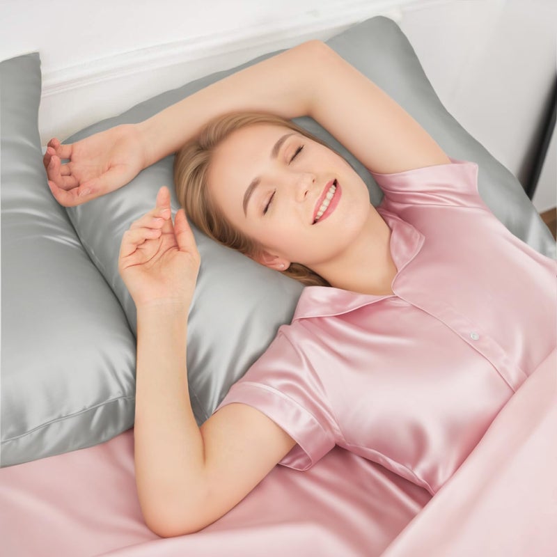 INSSL Silk Pillowcase for Women, Mulberry Silk Pillowcase for Hair and Skin and Stay Comfortable and Breathable During Sleep (Queen, Grey) - Image 2